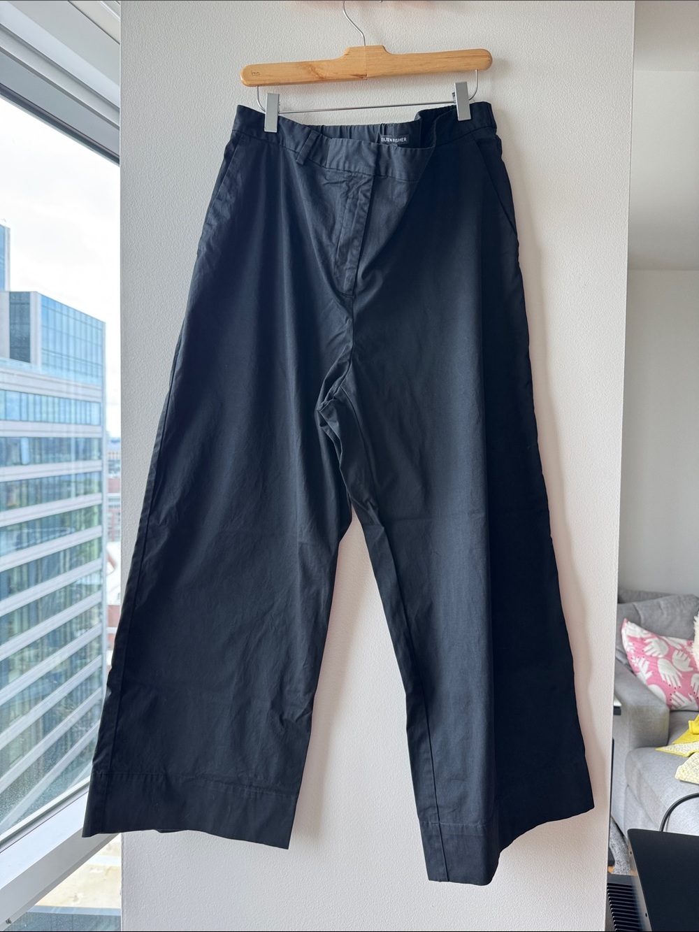 Eileen Fisher Black Wide-Leg Chinos